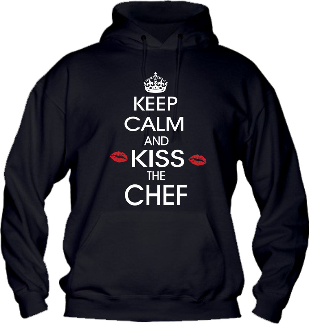 Felpa con cappuccio UOMO, DONNA & BAMBIN - KEEP CALM AND KISS THE CHEF - Super vestibilità Top qualità