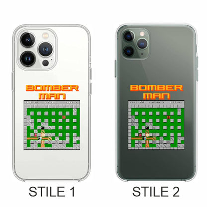 Cover Compatibile Con Tutti i Modelli iPhone - BOMBERMAN RETRÒ - Trasparente UltraSottili AntiGraffio Antiurto Case Custodia Marca