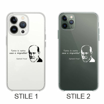 Cover Compatibile Con Tutti i Modelli iPhone - FREUD - TUTTA LA NOTTE COCA E MIGNOTTE - Trasparente UltraSottili AntiGraffio Antiurto Case Custodia Marca