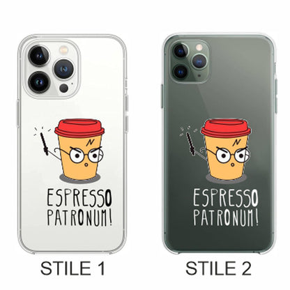 Cover Compatibile Con Tutti i Modelli iPhone - ESPRESSO PATRONUM - Trasparente UltraSottili AntiGraffio Antiurto Case Custodia Marca
