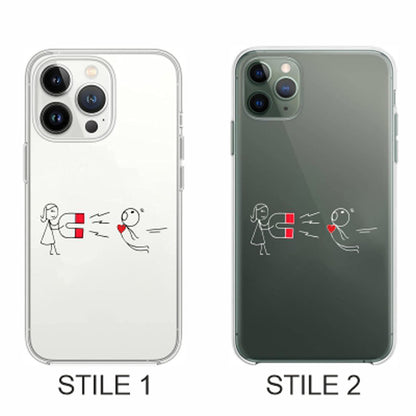 Cover Compatibile Con Tutti i Modelli iPhone - COPPIA CALAMITA - Trasparente UltraSottili AntiGraffio Antiurto Case Custodia Marca