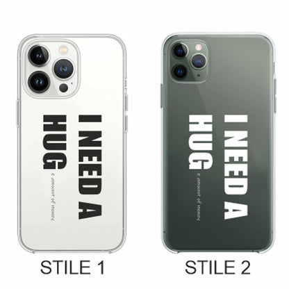 Cover Compatibile Con Tutti i Modelli iPhone - I NEED HUG - Trasparente UltraSottili AntiGraffio Antiurto Case Custodia Marca