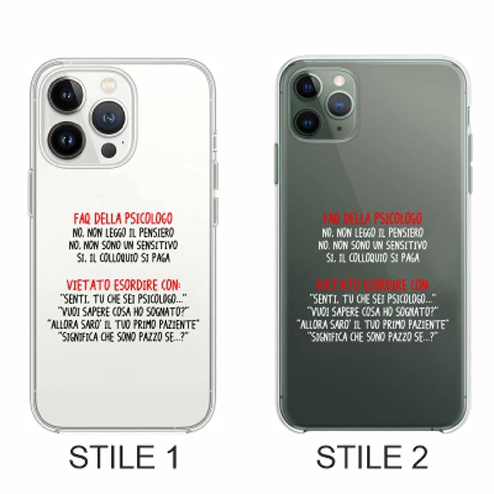 Cover Compatibile Con Tutti i Modelli iPhone - FAQ DELLO PSICOLOGO - Trasparente UltraSottili AntiGraffio Antiurto Case Custodia Marca