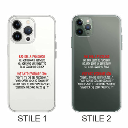 Cover Compatibile Con Tutti i Modelli iPhone - FAQ DELLO PSICOLOGO - Trasparente UltraSottili AntiGraffio Antiurto Case Custodia Marca