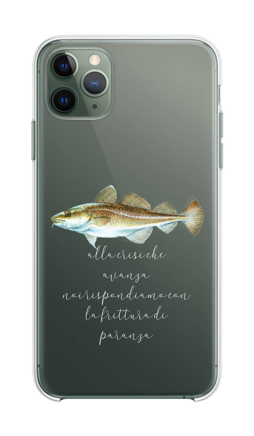 Cover Compatibile Con Tutti i Modelli iPhone - ALLA CRISI CHE AVANZA NOI RISPONDIAMO CON LA FRITTURA DI PARANZA - Trasparente UltraSottili AntiGraffio Antiurto Case Custodia Marca - Social Crazy